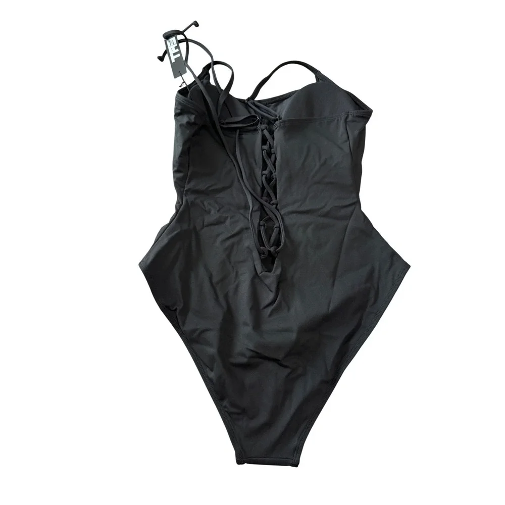 NWT TA3 Lacey Black One Piece Swimsuit Contour Size Large Short Beach Sexy - Picture 2 of 8